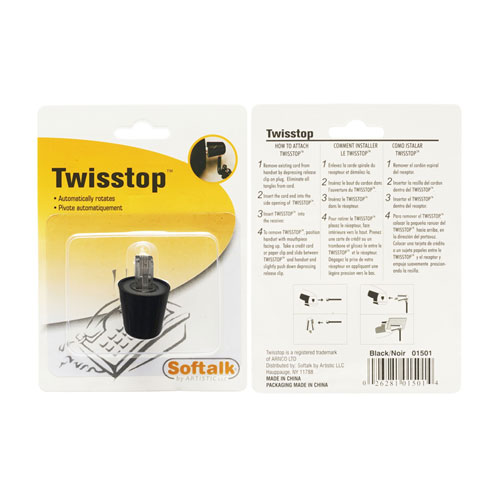 Picture of Twisstop Rotating Phone Cord Detangler, Black