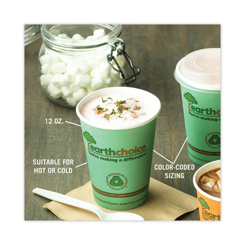 Picture of EarthChoice Compostable Paper Cup, 12 oz, Teal, 1,000/Carton