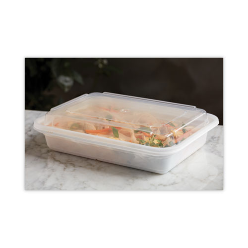 Picture of Newspring VERSAtainer Microwavable Containers, 24 oz, 5 x 7.25 x 2.63, White/Clear, Plastic, 150/Carton