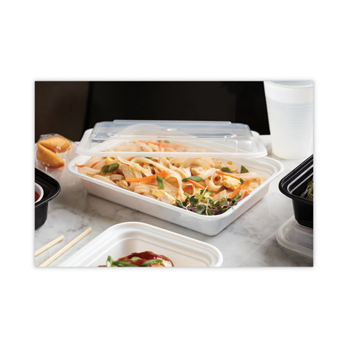 Picture of Newspring VERSAtainer Microwavable Containers, 24 oz, 5 x 7.25 x 2.63, White/Clear, Plastic, 150/Carton