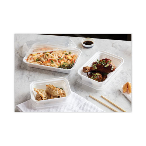 Picture of Newspring VERSAtainer Microwavable Containers, 24 oz, 5 x 7.25 x 2.63, White/Clear, Plastic, 150/Carton