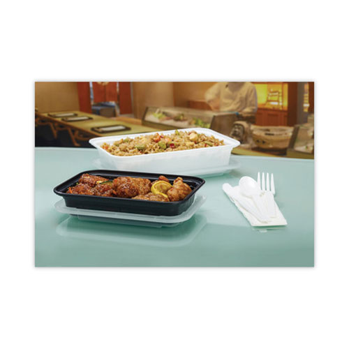 Picture of Newspring VERSAtainer Microwavable Containers, 16 oz, 5 x 7.25 x 1.5, Black/Clear, Plastic, 150/Carton