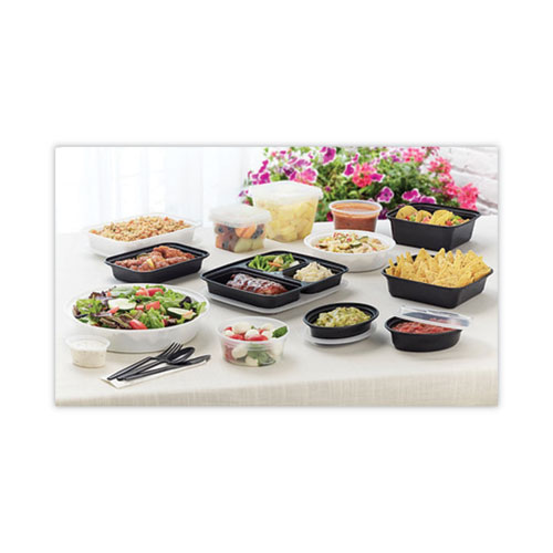 Picture of Newspring VERSAtainer Microwavable Containers, 16 oz, 5 x 7.25 x 1.5, Black/Clear, Plastic, 150/Carton