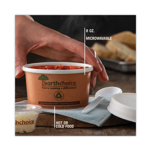 Picture of EarthChoice Compostable Soup Cup, Small, 8 oz, 3 x 3 x 3, Brown, Paper, 500/Carton