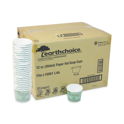 Picture of EarthChoice Compostable Soup Cup, Medium, 12 oz, 3.63" Diameter x 3.63"h, Teal, Paper, 500/Carton