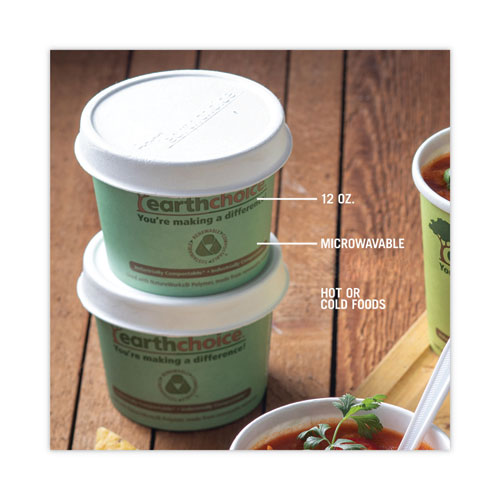 Picture of EarthChoice Compostable Soup Cup, Medium, 12 oz, 3.63" Diameter x 3.63"h, Teal, Paper, 500/Carton