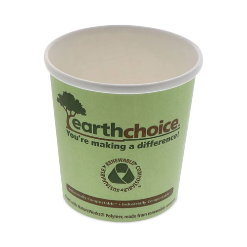 Picture of EarthChoice Compostable Soup Cup Large, 16 oz, 3.63" Diameter x 3.88"h, Green, Paper, 500/Carton