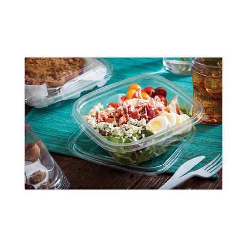 Picture of EarthChoice Recycled PET Container Lid, For 24-32 oz Container Bases, 7.38 x 7.38 x 0.82, Clear, Plastic, 300/Carton