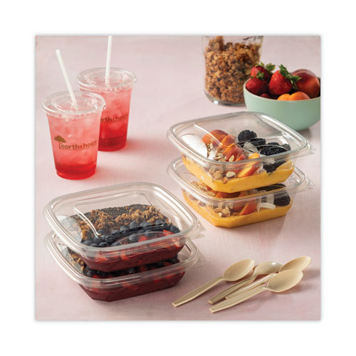 Picture of EarthChoice Square Recycled Bowl Flat Lid, 7.38 x 7.38 x 0.26, Clear, Plastic, 300/Carton