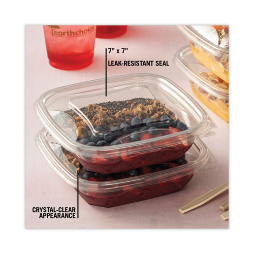 Picture of EarthChoice Square Recycled Bowl Flat Lid, 7.38 x 7.38 x 0.26, Clear, Plastic, 300/Carton