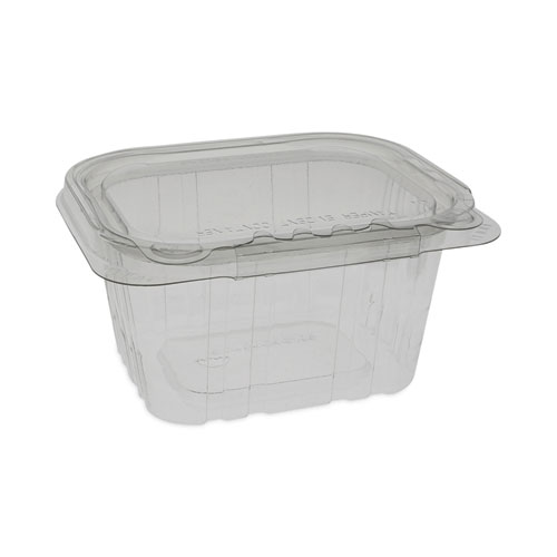 Picture of EarthChoice Tamper Evident Recycled Hinged Lid Deli Container, 16 oz, 5.38 x 4.5 x 2.63, Clear, Plastic, 304/Carton