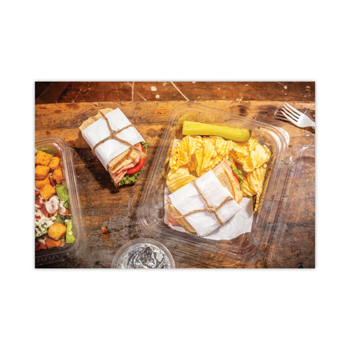 Picture of EarthChoice Tamper Evident Recycled Hinged Lid Deli Container, 16 oz, 7.25 x 6.38 x 1, Clear, Plastic, 240/Carton