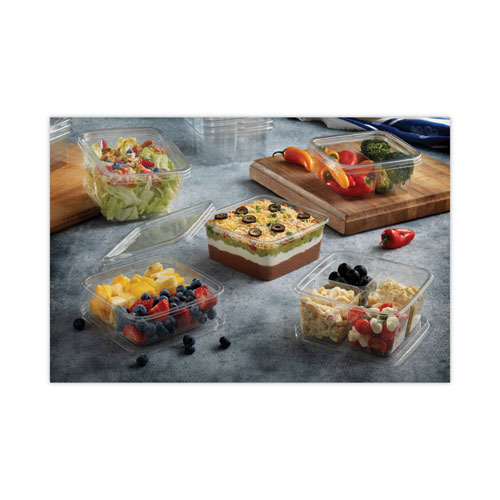 Picture of EarthChoice Square Recycled Bowl,4-Compartment, 32 oz, 6.13 x 6.13 x 2.61, Clear, Plastic, 360/Carton