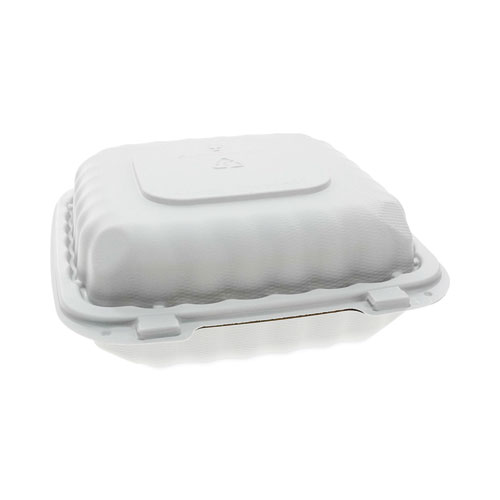 Picture of EarthChoice SmartLock Microwavable MFPP Hinged Lid Container, 8.31 x 8.35 x 3.1, White, Plastic, 200/Carton