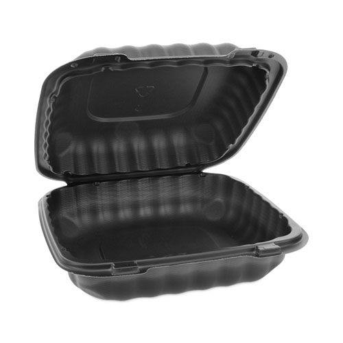 Picture of EarthChoice SmartLock Microwavable MFPP Hinged Lid Container, 8.31 x 8.35 x 3.1, Black, Plastic, 200/Carton