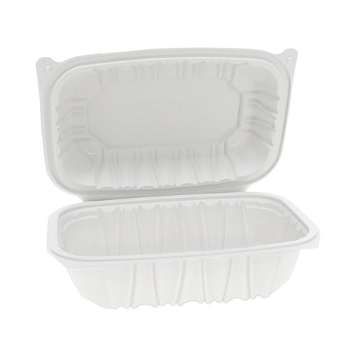 Picture of EarthChoice Vented Microwavable MFPP Hinged Lid Container, 9 x 6 x 3.1, White, Plastic, 170/Carton