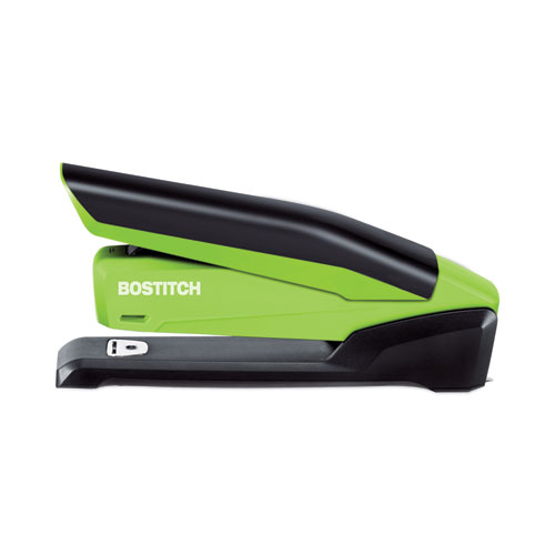 Picture of InPower One-Finger 3-in-1 Desktop Stapler with Antimicrobial Protection, 20-Sheet Capacity, Green/Black