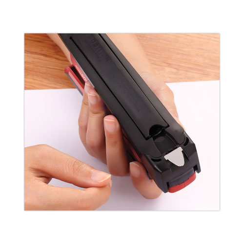 Picture of InPower One-Finger 3-in-1 Desktop Stapler with Antimicrobial Protection, 20-Sheet Capacity, Red/Black