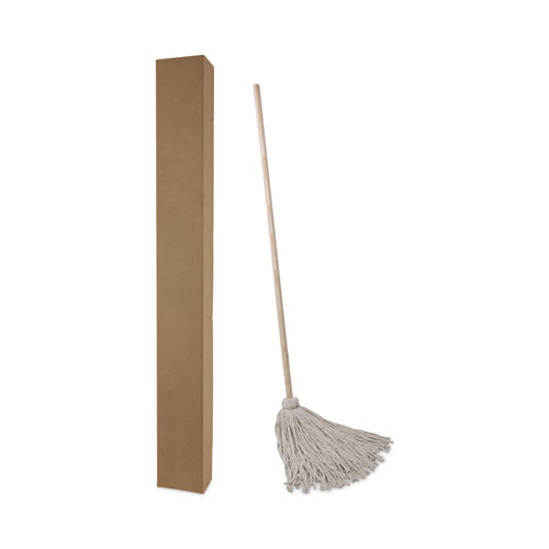 Picture of Handle/Deck Mops, #24 White Cotton Head, 54" Natural Wood Handle, 6/Pack