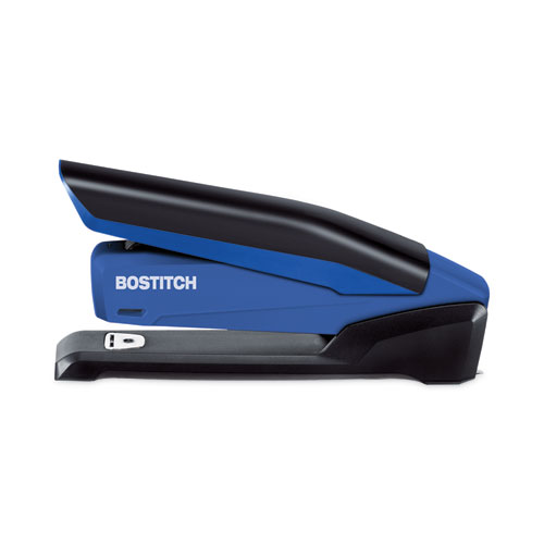 Picture of InPower One-Finger 3-in-1 Desktop Stapler with Antimicrobial Protection, 20-Sheet Capacity, Blue/Black