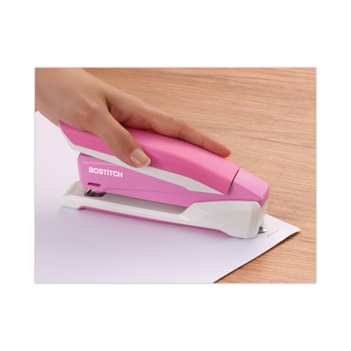 Picture of InCourage Spring-Powered Desktop Stapler with Antimicrobial Protection, 20-Sheet Capacity, Pink/Gray