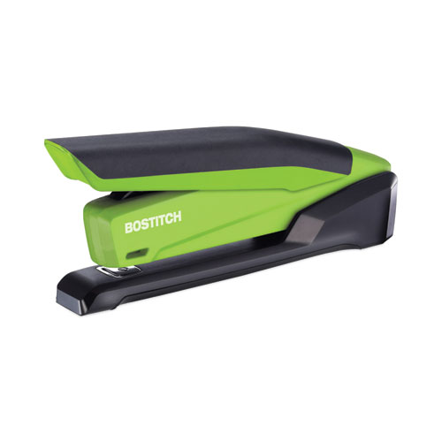 Picture of InPower One-Finger 3-in-1 Desktop Stapler with Antimicrobial Protection, 20-Sheet Capacity, Green/Black