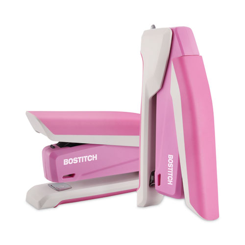 Picture of InCourage Spring-Powered Desktop Stapler with Antimicrobial Protection, 20-Sheet Capacity, Pink/Gray