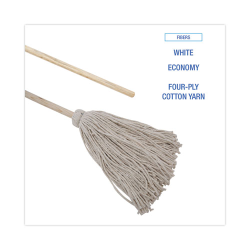 Picture of Handle/Deck Mops, #24 White Cotton Head, 54" Natural Wood Handle, 6/Pack