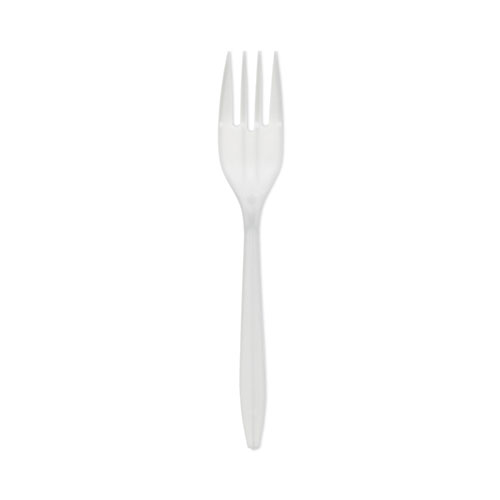 Picture of Fieldware Cutlery, Mediumweight Fork, Plastic, White, 1,000/Carton