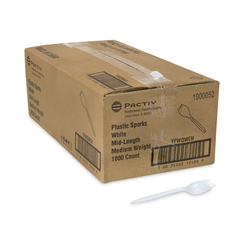 Picture of Fieldware Cutlery, Spork, Mediumweight, White, 1,000/Carton