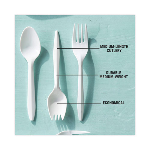 Picture of Fieldware Cutlery, Spork, Mediumweight, White, 1,000/Carton