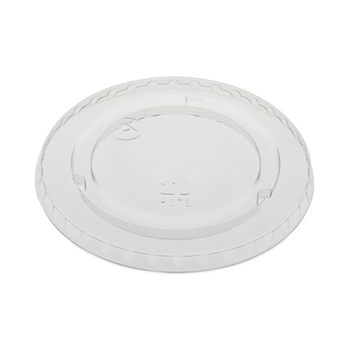 Picture of EarthChoice Strawless RPET Lid, Flat Lid, Fits 9 oz to 20 oz "A" Cups, Clear 1,020/Carton