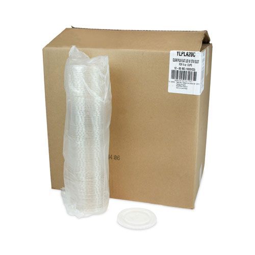 Picture of EarthChoice Compostable Cold Cup Lid with Straw Slot for A Cups, Fits 7, 9, 20 oz A Cups, 1,020/Carton