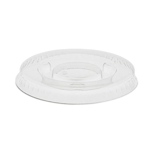 Picture of Plastic Portion Cup Lid, Fits 0.5 oz to 1 oz Cups, Clear, 100/Sleeve, 25 Sleeves/Carton