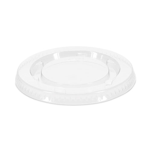 Picture of Plastic Portion Cup Lid, Fits 1.5 oz to 2.5 oz Cups, Clear, 100/Pack, 24 Packs/Carton