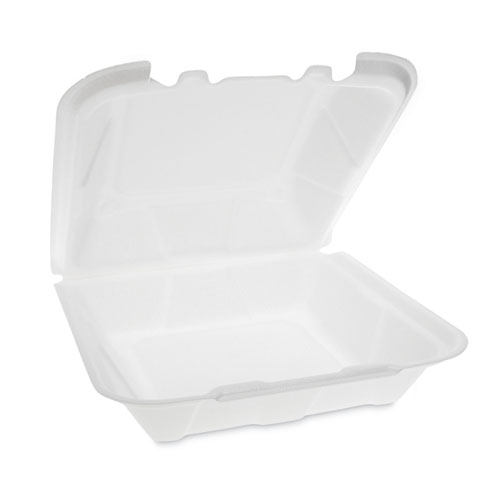 Picture of Vented Foam Hinged Lid Container, Dual Tab Lock, 9.13 x 9 x 3.25, White, 150/Carton