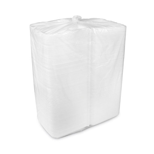 Picture of Vented Foam Hinged Lid Container, Dual Tab Lock, 9.13 x 9 x 3.25, White, 150/Carton