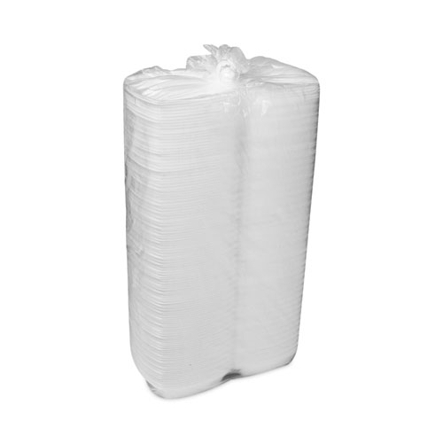 Picture of Foam Hinged Lid Container, Single Tab Lock, 6.38 x 6.38 x 3, White, 500/Carton