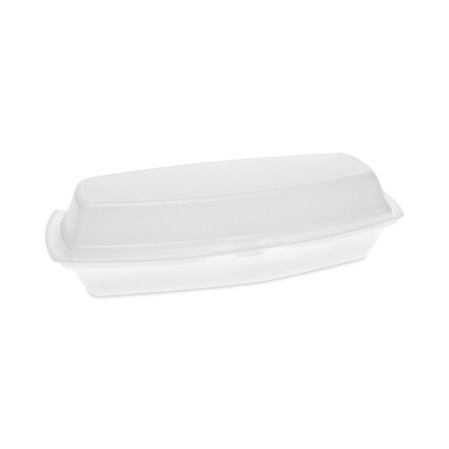 Picture of Foam Hinged Lid Container, Single Tab Lock Hot Dog, 7.25 x 3 x 2, White, 504/Carton