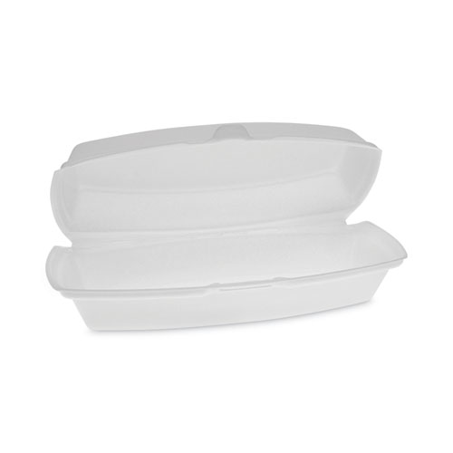 Picture of Foam Hinged Lid Container, Single Tab Lock Hot Dog, 7.25 x 3 x 2, White, 504/Carton