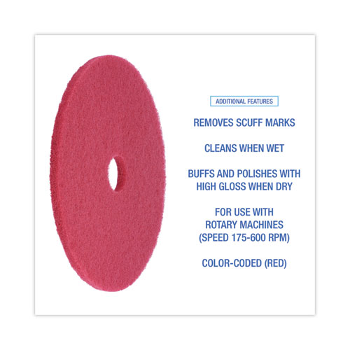 Picture of Buffing Floor Pads, 21" Diameter, Red, 5/Carton