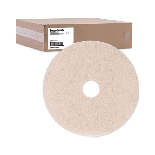 Picture of Natural Hog Hair Burnishing Floor Pads, 20" Diameter, Tan, 5/Carton