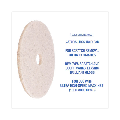 Picture of Natural Hog Hair Burnishing Floor Pads, 20" Diameter, Tan, 5/Carton