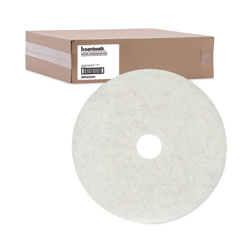 Picture of Natural Burnishing Floor Pads, 20" Diameter, White, 5/Carton