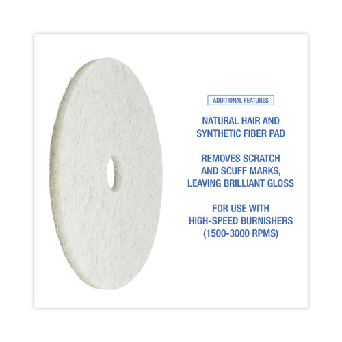 Picture of Natural Burnishing Floor Pads, 20" Diameter, White, 5/Carton