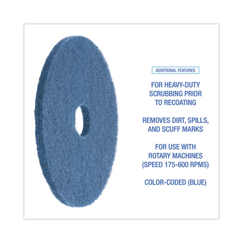 Picture of Scrubbing Floor Pads, 20" Diameter, Blue, 5/Carton