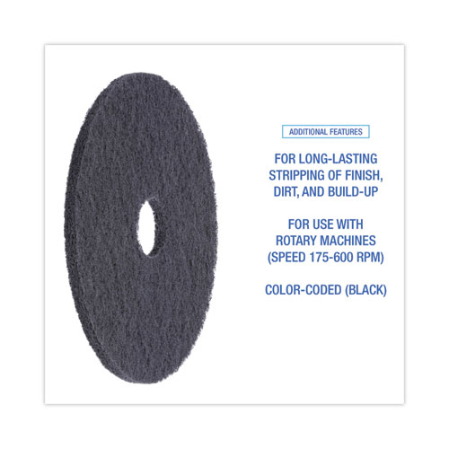 Picture of Stripping Floor Pads, 19" Diameter, Black, 5/Carton