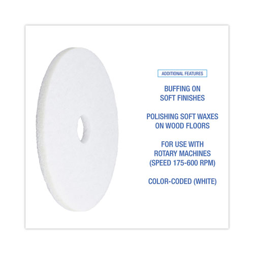 Picture of Polishing Floor Pads, 18" Diameter, White, 5/Carton