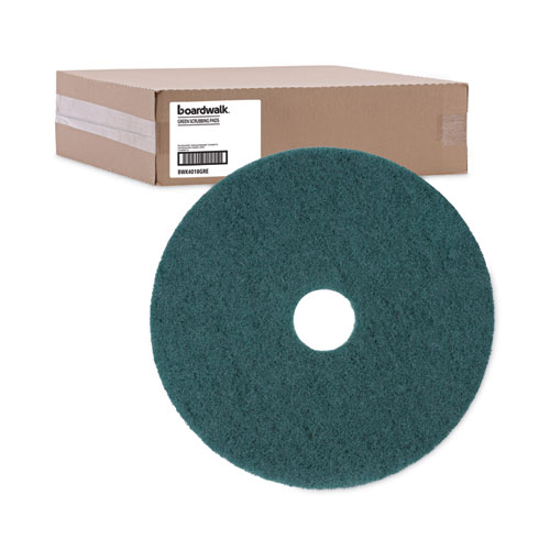 Picture of Heavy-Duty Scrubbing Floor Pads, 18" Diameter, Green, 5/Carton