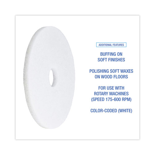 Picture of Polishing Floor Pads, 17" Diameter, White, 5/Carton